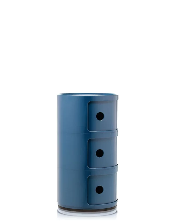 Rangement COMPONIBILI 3 tiroirs coulissants Ø 32 cm H58.5 cm Kartell - bleu