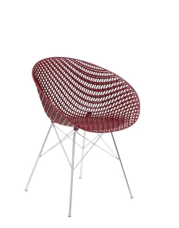 Fauteuil SMATRIK 61x55x H77 cm Kartell - prune/chromé