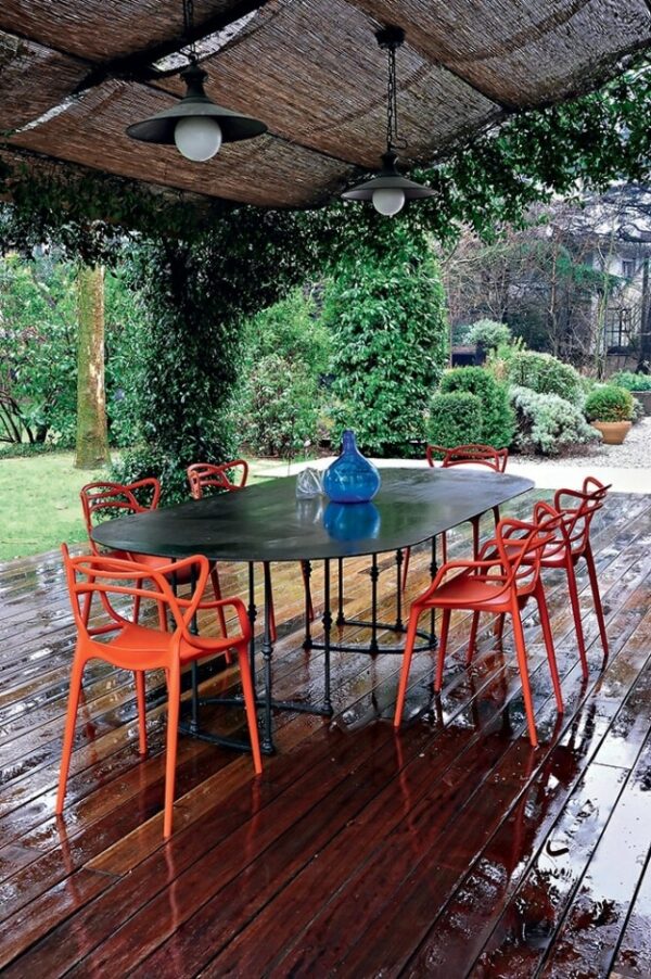 Lot de 2 fauteuils empilables MASTERS 53.5x55xH83 cm Kartell - rouge orangé – Image 5