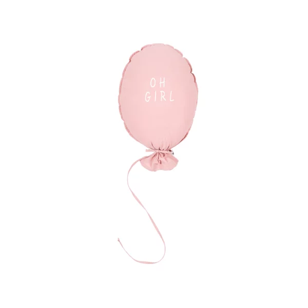 Coussin ballon coton H50xL40 cm - tissu rose clair écriture OH GIRL écru - Malomi kids