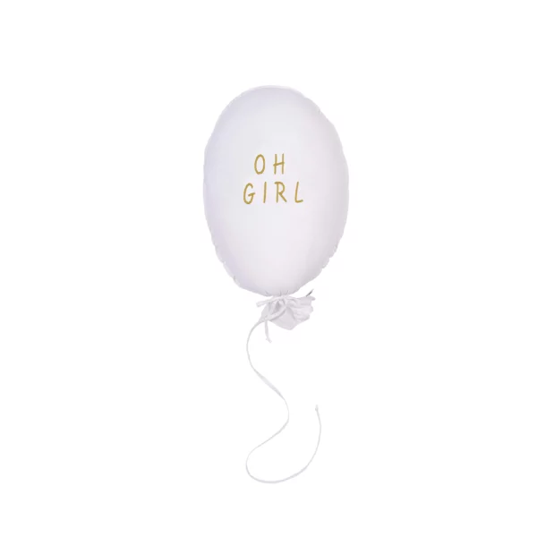 Coussin ballon coton H50xL40 cm - tissu écru écriture OH GIRL doré - Malomi kids