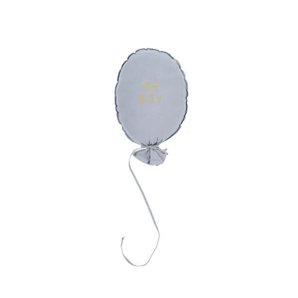 Coussin ballon coton H50xL40 cm - tissu gris écriture OH BOY doré - Malomi kids