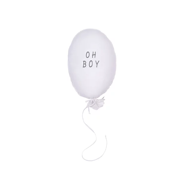Coussin ballon coton H50xL40 cm - tissu écru écriture OH BOY graphite - Malomi kids