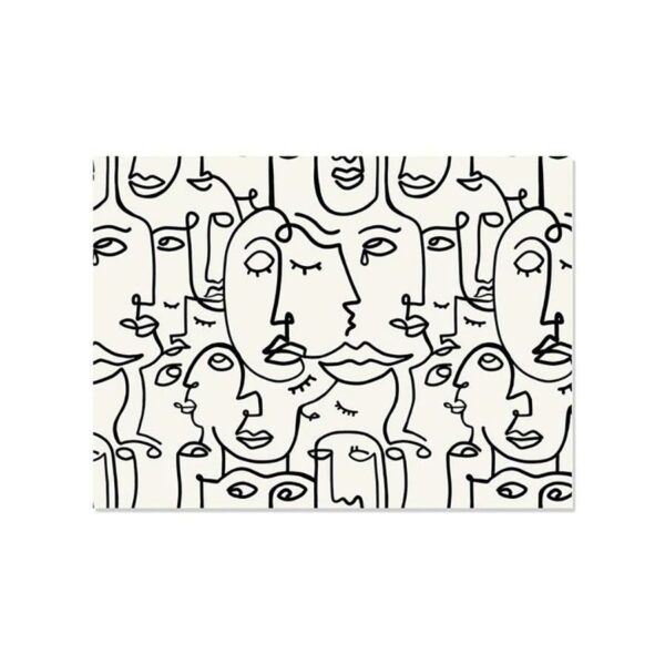 Set de table rectangulaire MINORQUE VISAGES ASBTRAITS BLANCS - 33x45 cm - Vinyle - Pôdevache