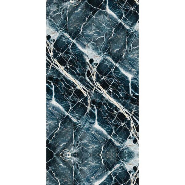 Tapis couloir rectangulaire SOCA MARBRE BLEU - 66x132 cm - Vinyle - Pôdevache
