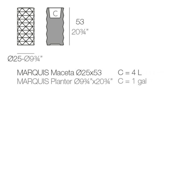 Pot MARQUIS ø 25xH53 cm avec système d'auto-irrigation Vondom – Image 3