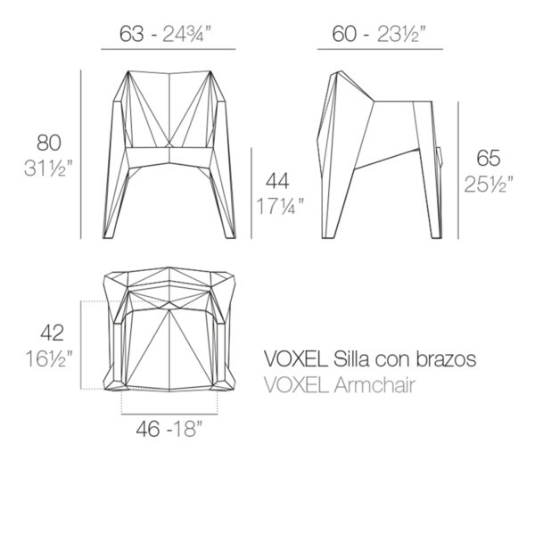 Lot de 4 fauteuils VOXEL 63x60xH80 cm Vondom – Image 9