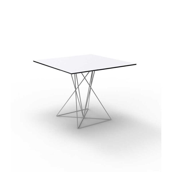 Table FAZ plateau HPL FULL WHITE 70x70xH72 cm pied inox Vondom - plateau blanc piétement blanc