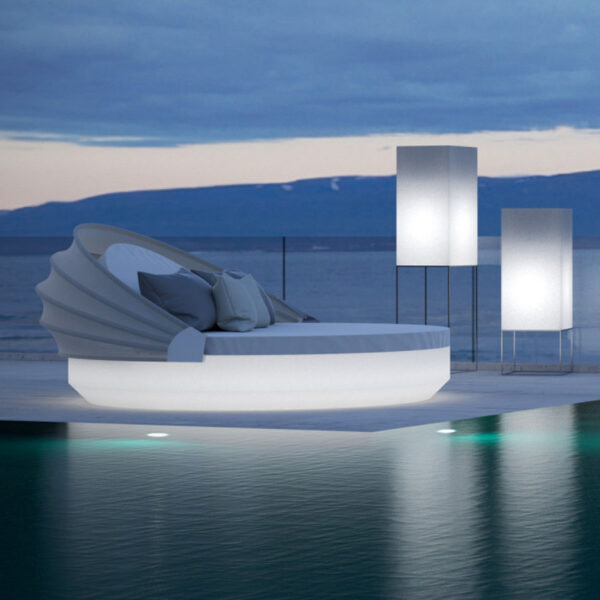 Daybed VELA ø 210 H40 cm banquette fixe avec parasol Vondom - glace lumineux led RGBW – Image 3